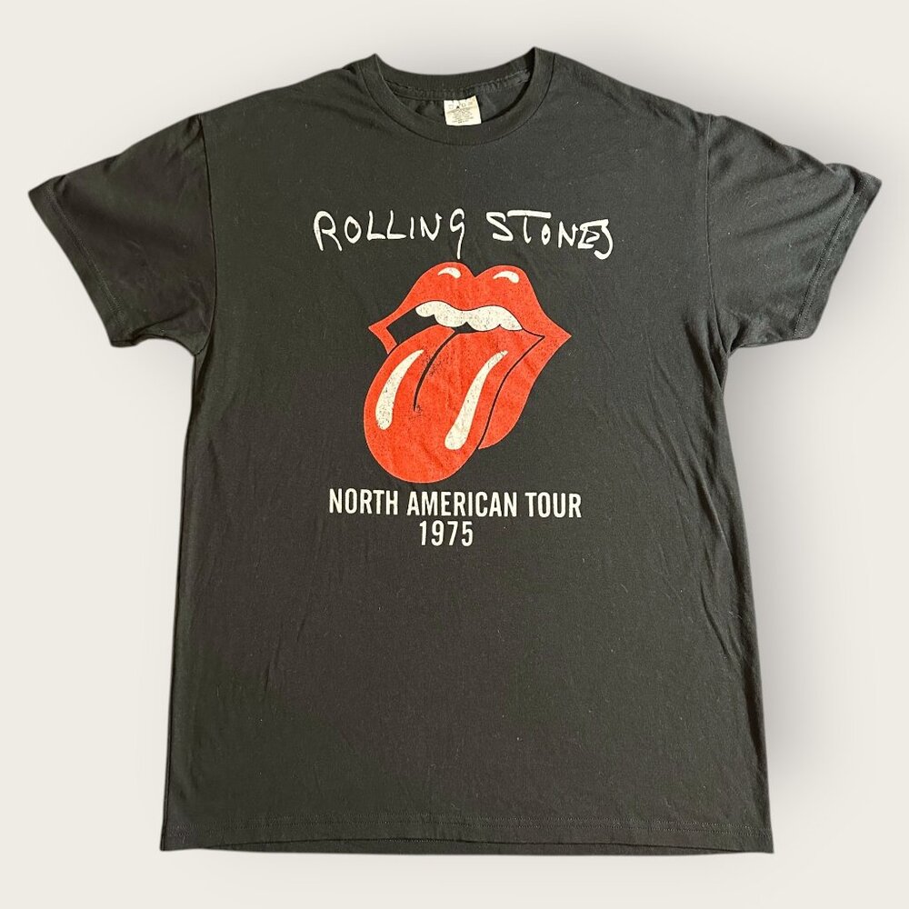 The Rolling Stones North American Tour 1975 T-shirt Black Size Medium